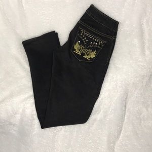 Liuce’s black decorated jeans size 1.Straight leg